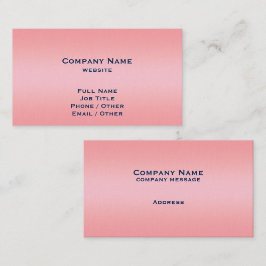 Carte de visite couleur rose (Devant / Derrière)