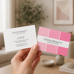 Carte De Visite Couleur rose éditable, designer d'intérieur modern
