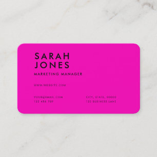 Carte De Visite Couleur rose néon moderne