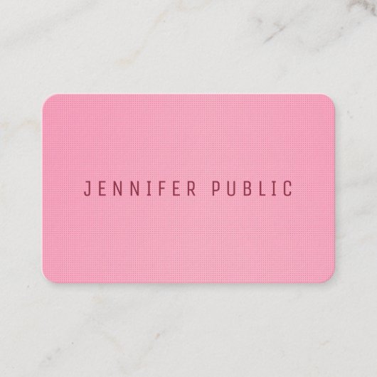 Carte De Visite Couleur rose pâle Elégant Luxe Modèle moderne (Devant)