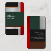 Carte De Visite Couleur rouge gris gris vert personnalisé (Devant / Derrière)