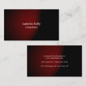 Carte De Visite Couleur Rouge Noir tendance Plain Unique Design (Devant / Derrière)