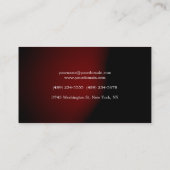 Carte De Visite Couleur Rouge Noir tendance Plain Unique Design (Dos)