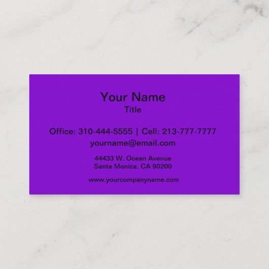 Carte De Visite Couleur simple et violette (Dos)
