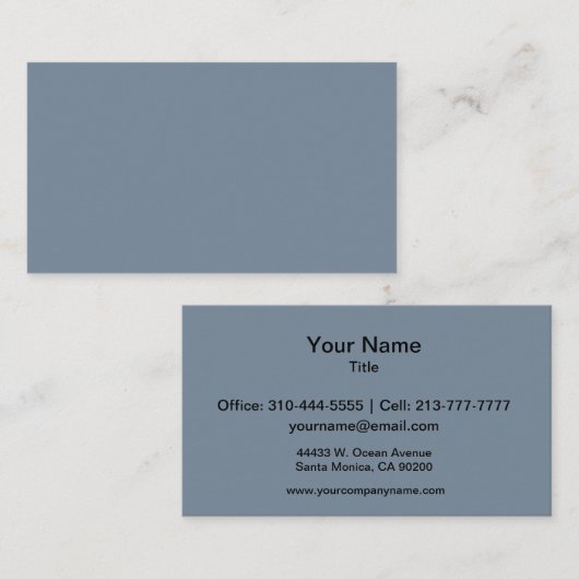 Carte De Visite Couleur solide gris ardoise (Devant / Derrière)