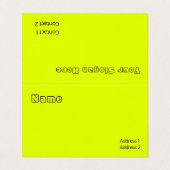 Carte De Visite couleur solide jaune fluorescent (Extérieur déplié)