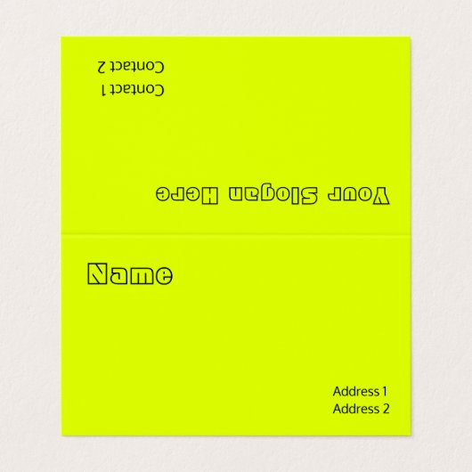 Carte De Visite couleur solide jaune fluorescent (Extérieur déplié)