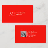 Carte De Visite Couleur solide QR code Moderne Candy Pomme Rouge (Devant / Derrière)