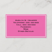 Carte De Visite Couleur solide : Rose chaud #2 (Dos)