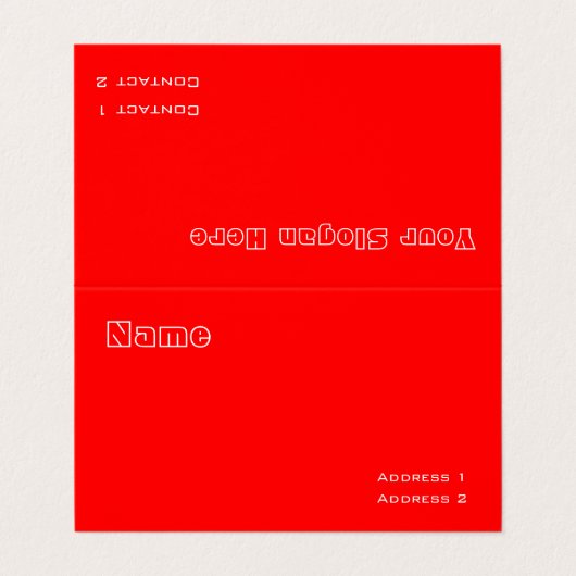 Carte De Visite couleur solide rouge néon (Extérieur déplié)