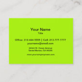 Carte De Visite Couleur solide vert fluorescent (Dos)