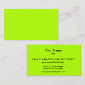 Carte De Visite Couleur solide vert fluorescent (Devant / Derrière)
