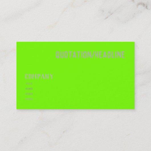 Carte De Visite couleur solide verte fluorescente (Dos)