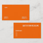 Carte De Visite couleur uni néon orange (Devant / Derrière)