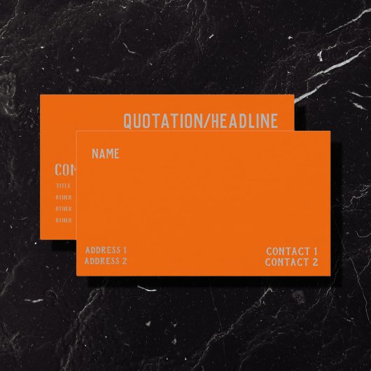 Carte De Visite couleur unie orange néon