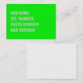 Carte de visite couleur unie vert citron (Devant / Derrière)