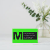 Carte De Visite couleur vert néon acide, moderne (Debout devant)