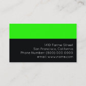 Carte De Visite couleur vert néon acide & noir, moderne (Dos)