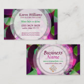 Carte de visite couleur vert rose Art Abstrait (Devant / Derrière)