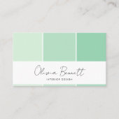 Carte De Visite Couleur verte modifiable, designer d'intérieur mod (Devant)