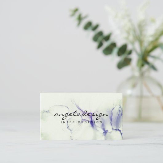 Carte De Visite Couleur verte violette Ombre d'encre (Debout devant)