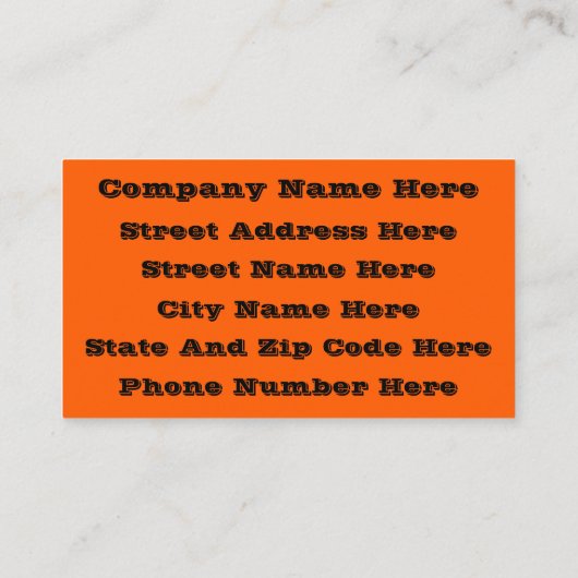 Carte De Visite Couleur vive Vrai Orange (Dos)