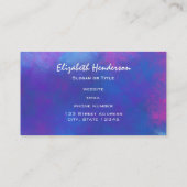 Carte De Visite Couleurs Abstraites de rêve en rose violet et bleu (Dos)