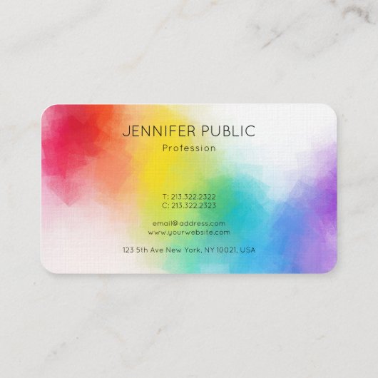 Carte De Visite Couleurs Arc-en-ciel Abstraites élégantes Modèle (Dos)