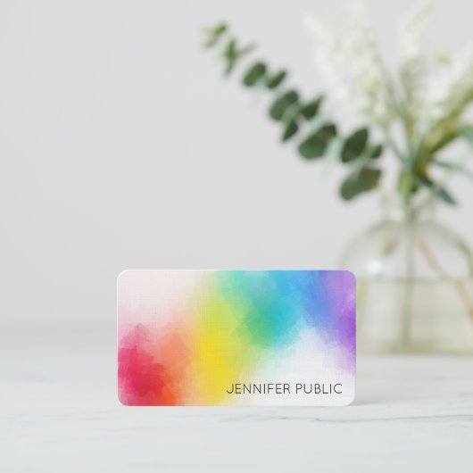 Carte De Visite Couleurs Arc-en-ciel Abstraites élégantes Modèle (Debout devant)
