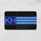 Carte De Visite Couleurs bleues modernes et Arrière - plan noir (Devant)