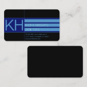 Carte De Visite Couleurs bleues modernes et Arrière - plan noir (Devant / Derrière)