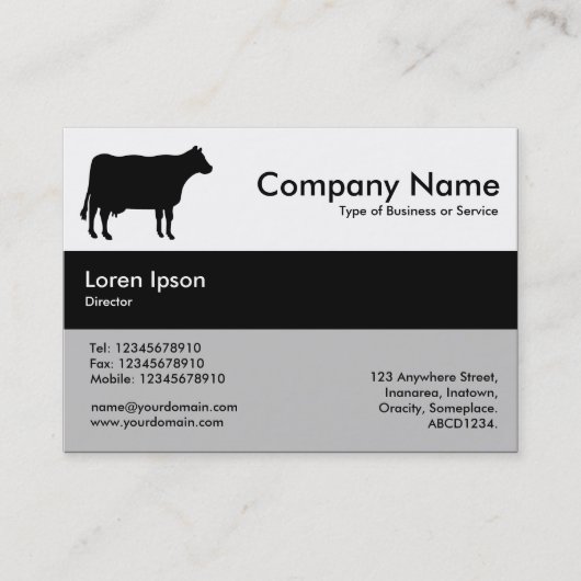 Carte De Visite Couleurs de la bande centrale - Noir - Vache (Devant)