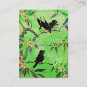 Carte De Visite Couleurs de matin : Peinture d'oiseau en vert et