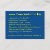 Carte De Visite Couleurs de Regemental (Dos)