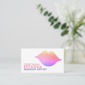 Carte De Visite couleurs dégradé lèvres beauté maquillage blanc (Debout devant)