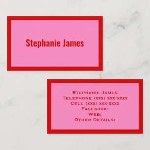 Carte De Visite Couleurs DIY Élégantes Rose #3 Rouge