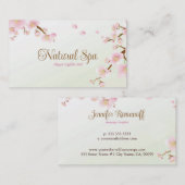 Carte De Visite Couleurs douces Spa naturel Fleur de cerisier rose (Devant / Derrière)