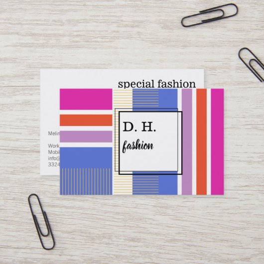 Carte De Visite Couleurs fraîches de mode cool (Devant/Arrière en situation)