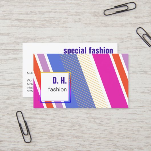Carte De Visite Couleurs fraîches de mode cool (Devant/Arrière en situation)