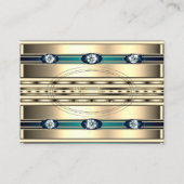 Carte De Visite Couleurs Gold et Bleu de luxe avec Faux Rhinestone (Devant)