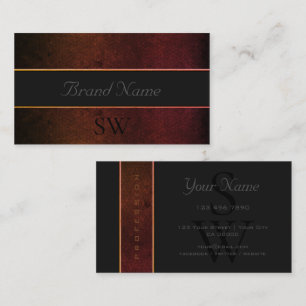 Carte De Visite Couleurs gris orange foncé flashy avec initiales n