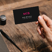 Carte De Visite Couleurs Néon Initiales sur Noir | Monogramme Rose