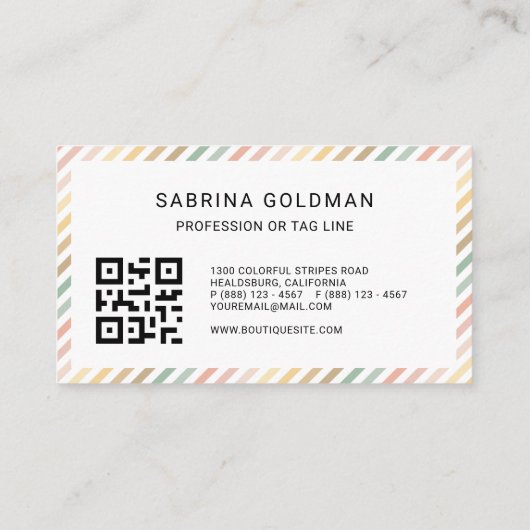 Carte De Visite Couleurs pastel couleur rose vertes QR CODE (Dos)