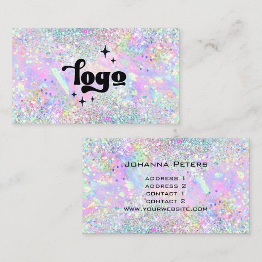 Carte De Visite couleurs pastel fausse parties scintillant concept (Devant / Derrière)