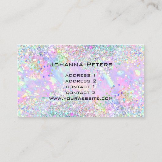 Carte De Visite couleurs pastel fausse parties scintillant optique (Dos)