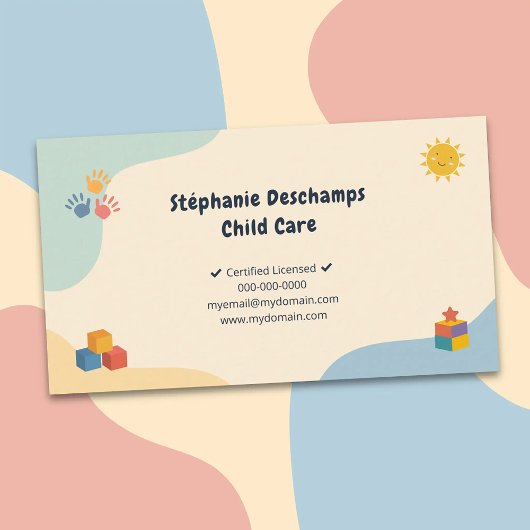 Carte De Visite Couleurs Pastel - Garde d'Enfants