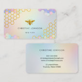 Carte De Visite couleurs pastel hexagones logo abeille (Devant / Derrière)
