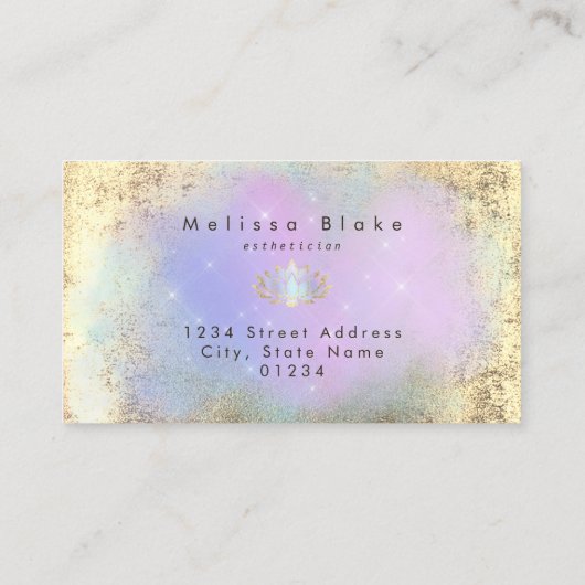 Carte De Visite couleurs pastel lotus design (Dos)