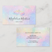 Carte De Visite couleurs pastel lotus holographiques FAUX (Devant / Derrière)