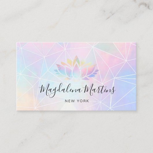 Carte De Visite couleurs pastel lotus holographiques FAUX (Devant)
